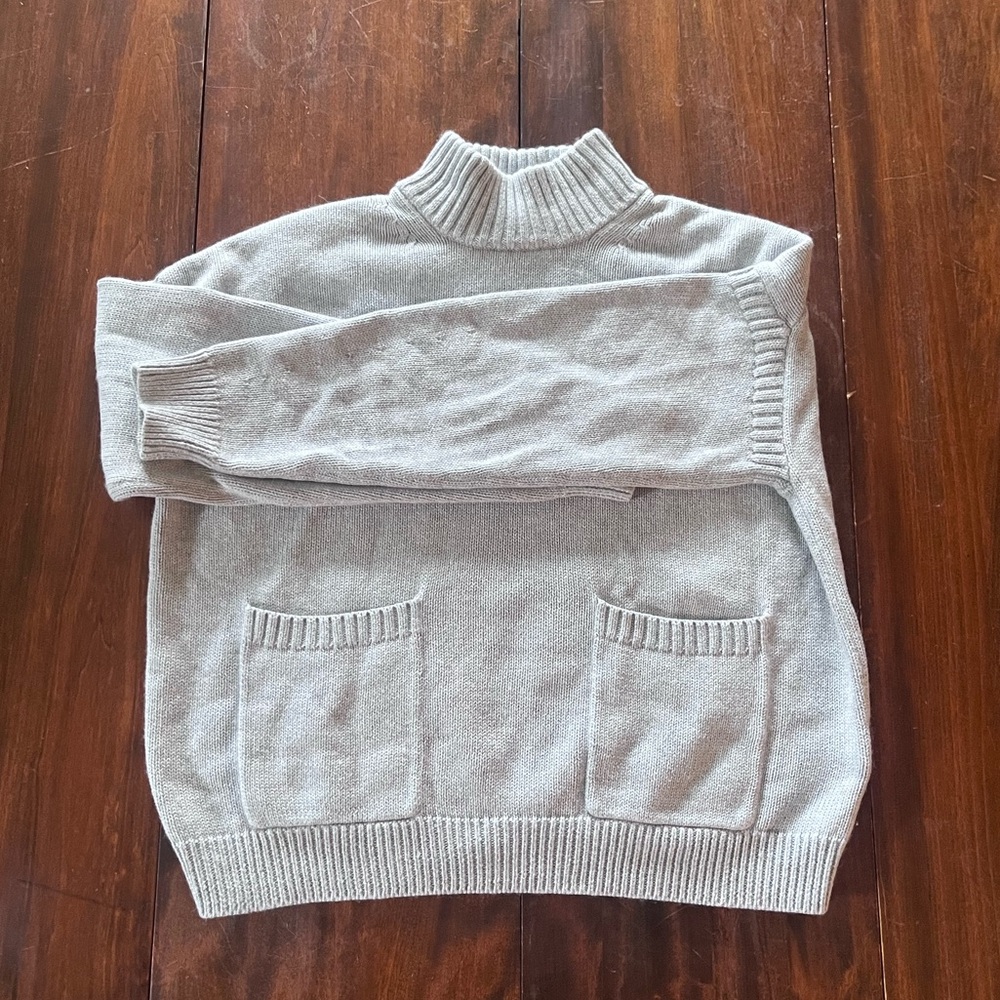J. Crew Light Gray Mock Neck Sweater Pockets Women’s XS
